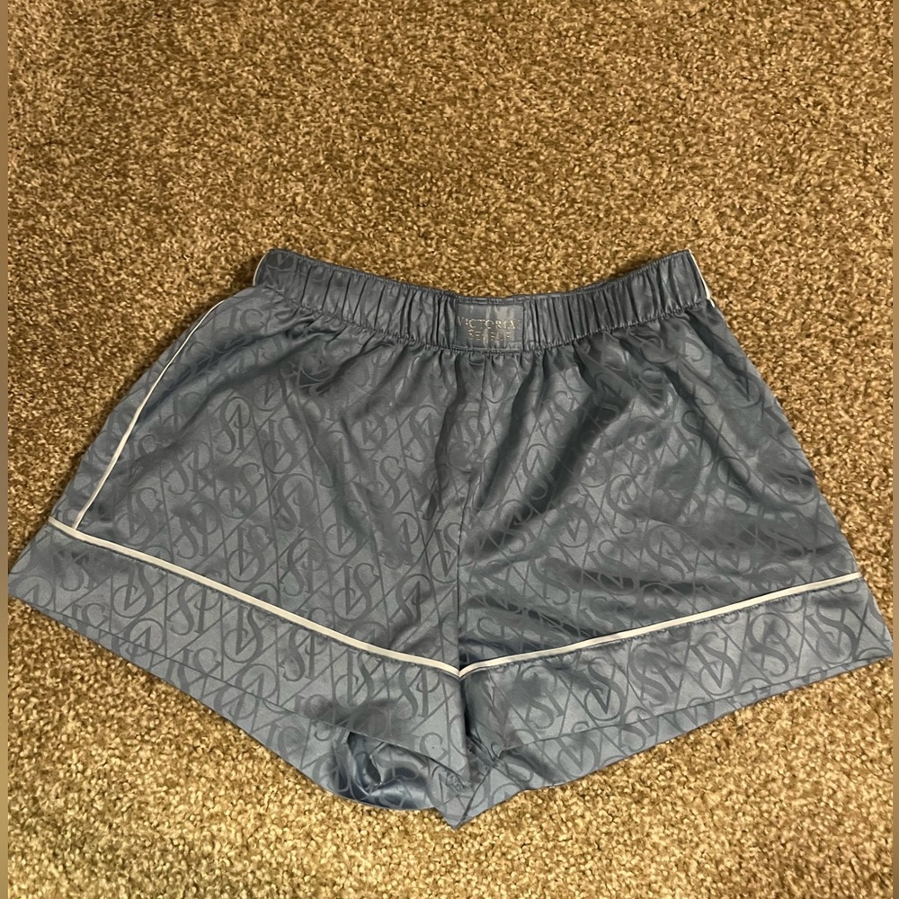 Victoria's Secret Satin Pajama Short Size XS, dusty Blue VS Logo NWOT